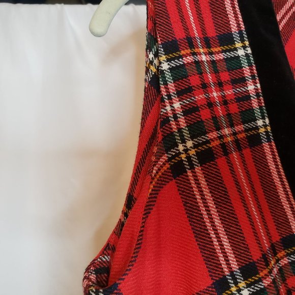 Red Plaid Jumpsuit One Piece Bill Atkinson Wool Polyester Velvet Vintage Size 10 - Picture 16 of 16